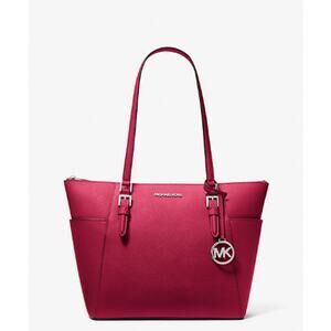 Charlotte Large Saffiano Leather Top-Zip Tote Bag